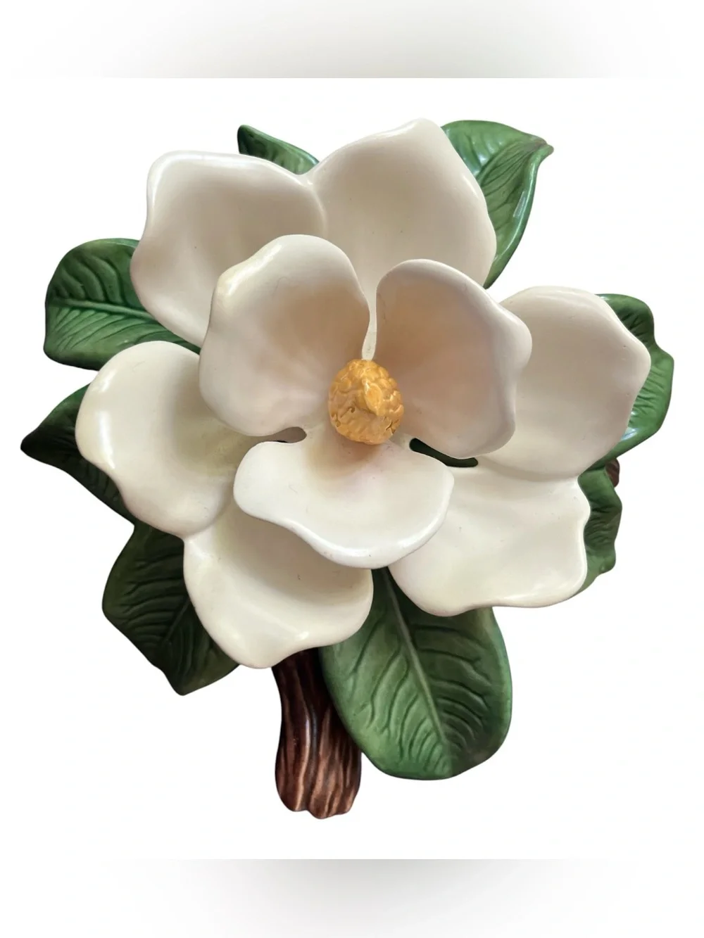 Vintage Jamar Mallory Studio Signed Southern Magnolia Ceramic Flower 1970s